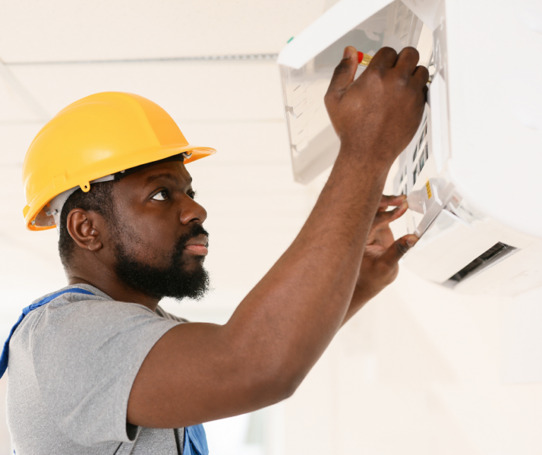 Blue Navy Modern Construction Company Profesional Worker Facebook Post